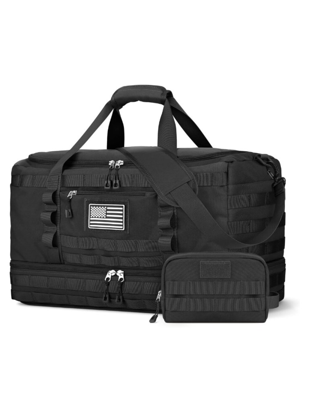 X-Large Canvas Tactical Duffle Bag with Shoe Compartment & Toiletry Bag,